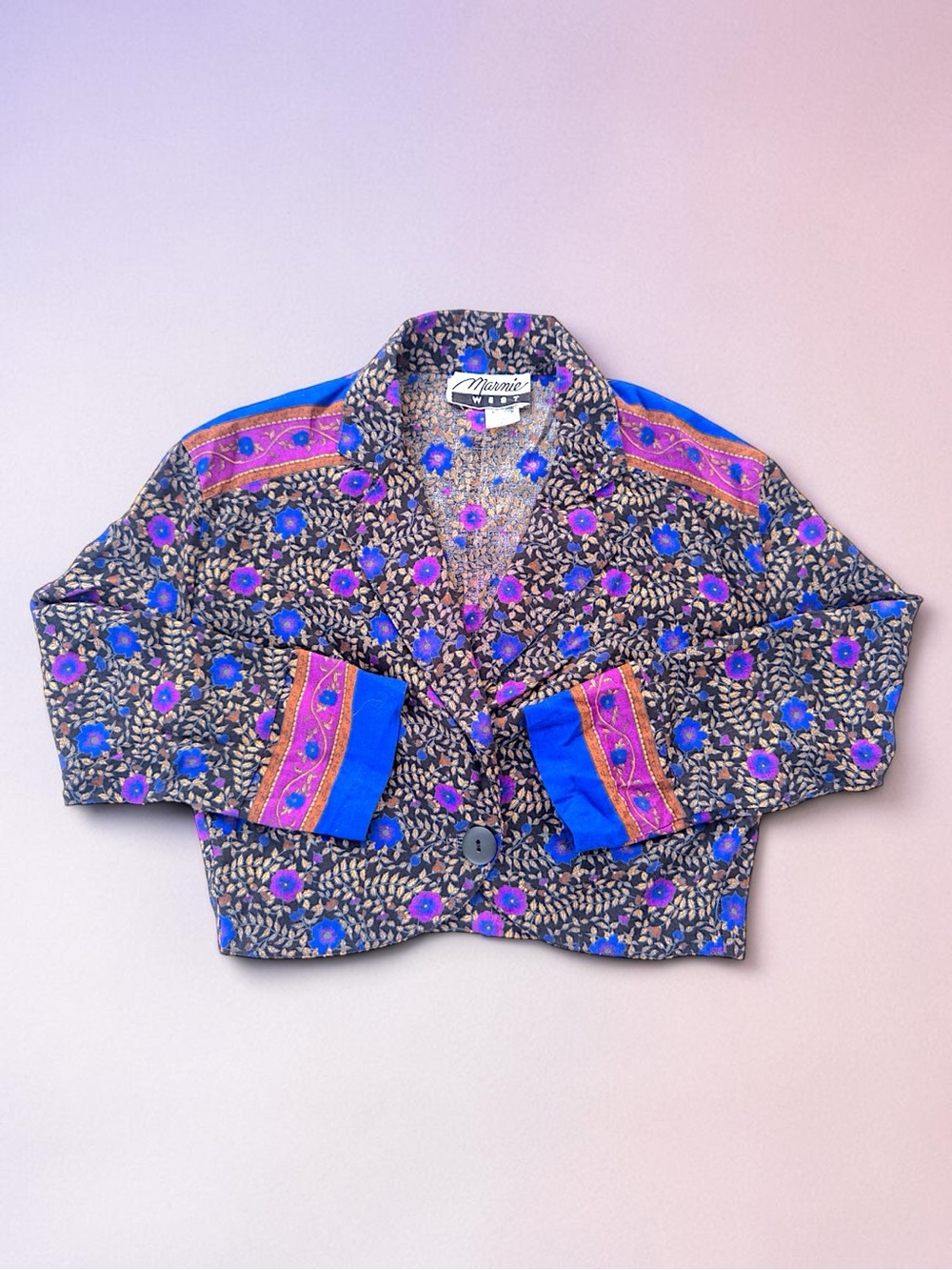 ✨VINTAGE✨Marnie West✨Cropped Floral Batik Style Blazer✨